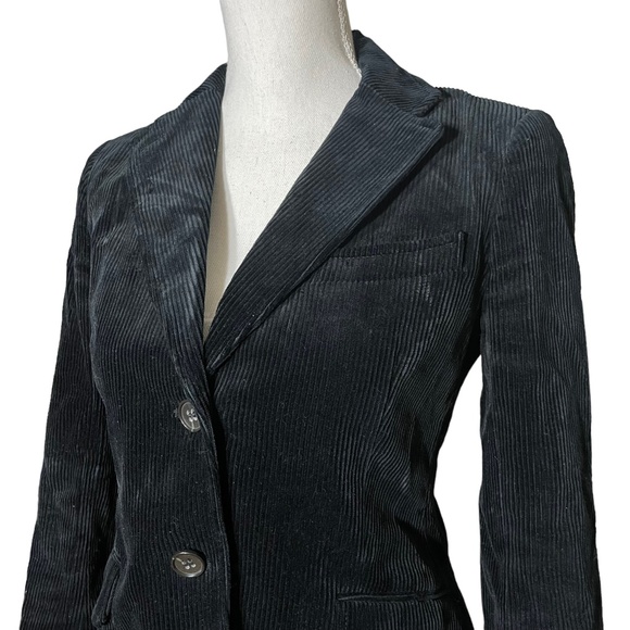 Theory Corduroy Blazer 6 Black Velvet Ribbed Button Surgeon Cuff Jacket Business - Picture 7 of 16